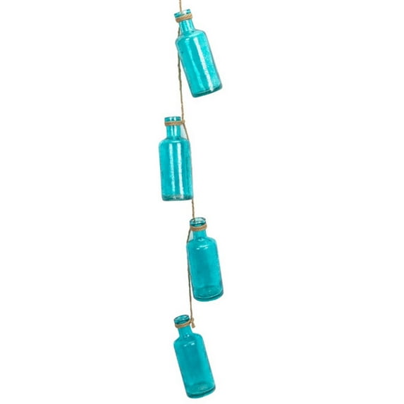 Melrose 31" Hanging Round Glass Bottle Twine Garland - Blue