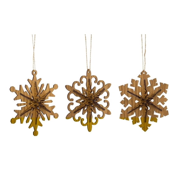 3D Snowflake Christmas Hanging Ornaments - 5" - Brown - 12ct