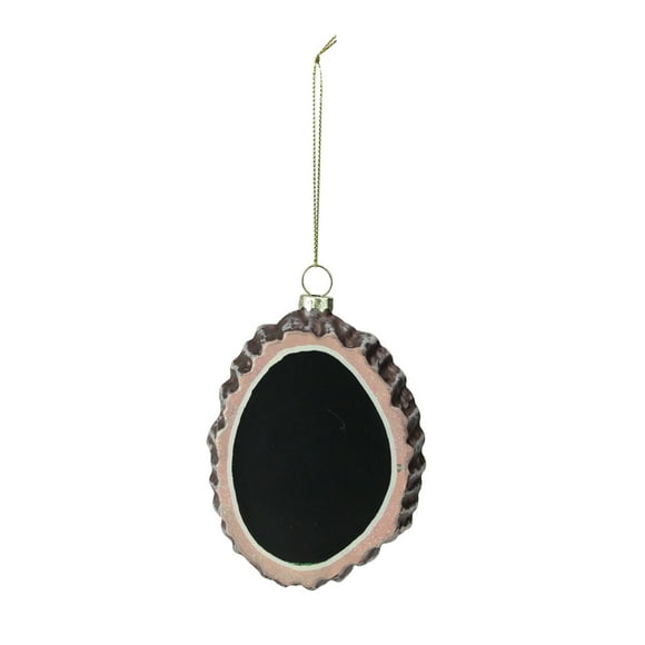 4.25" Black and Brown Oval Chalkboard Tree Stump Glass Christmas Ornament