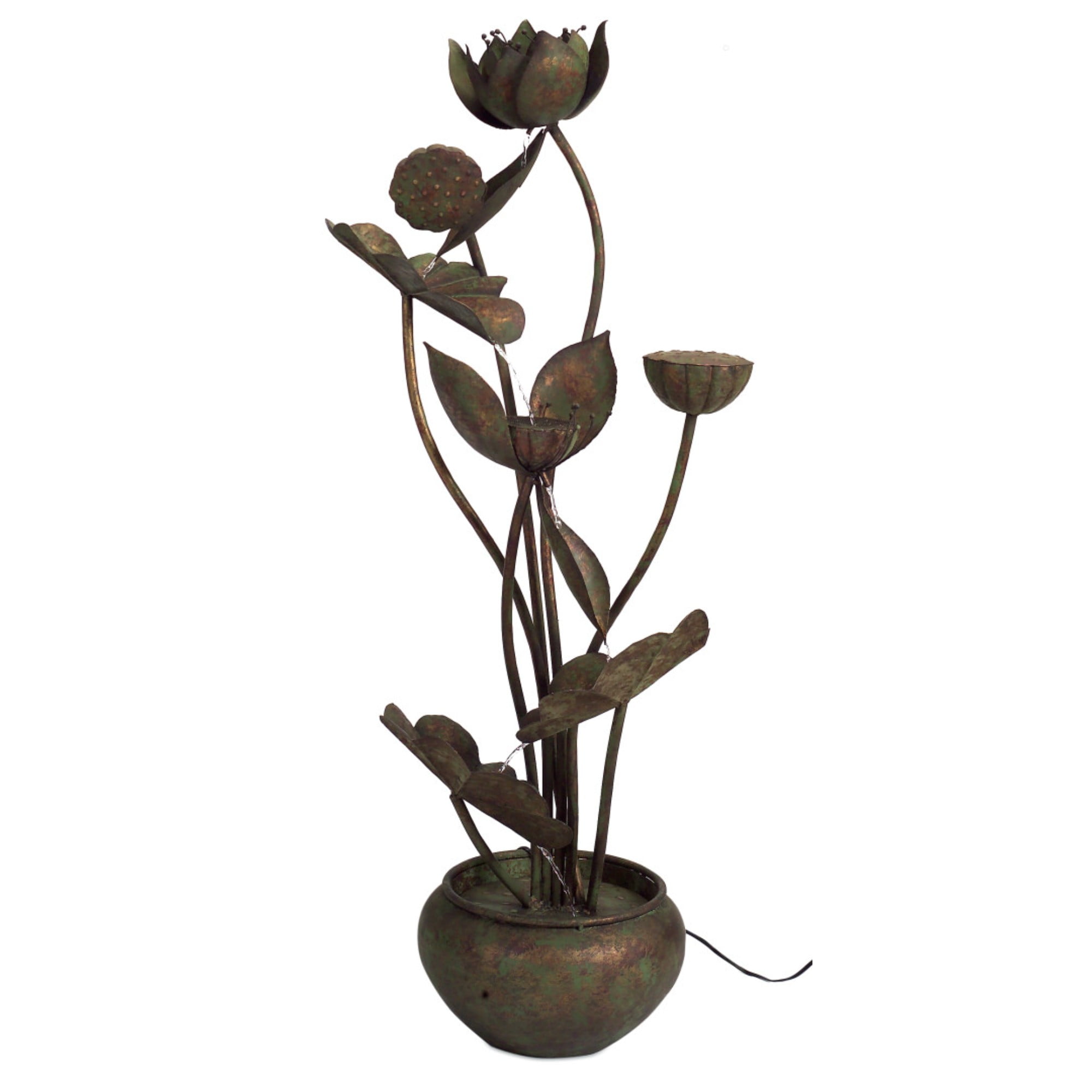 Melrose 48” Rustic Bronze Cascading Leaves Indoor Water Fountain