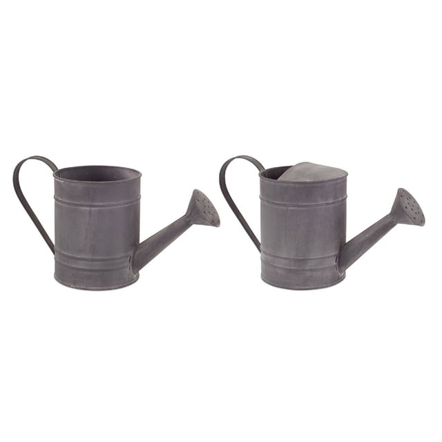 Melrose 5.75" Galvanized Outdoor Watering Can Planters with Handle 6pc - Gray