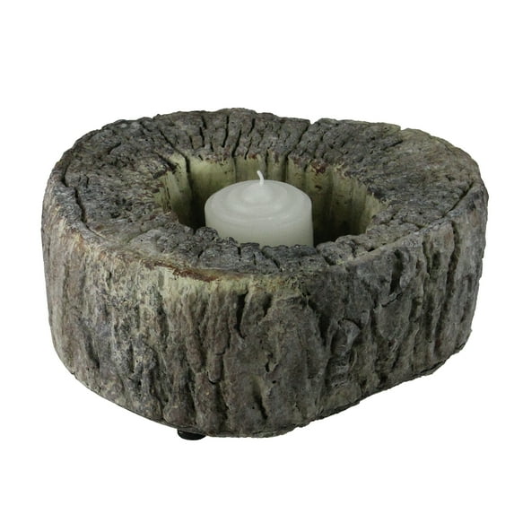 6.75" Eye-Catching Textured and Rustic Woodland Tree Trunk Candle Holder