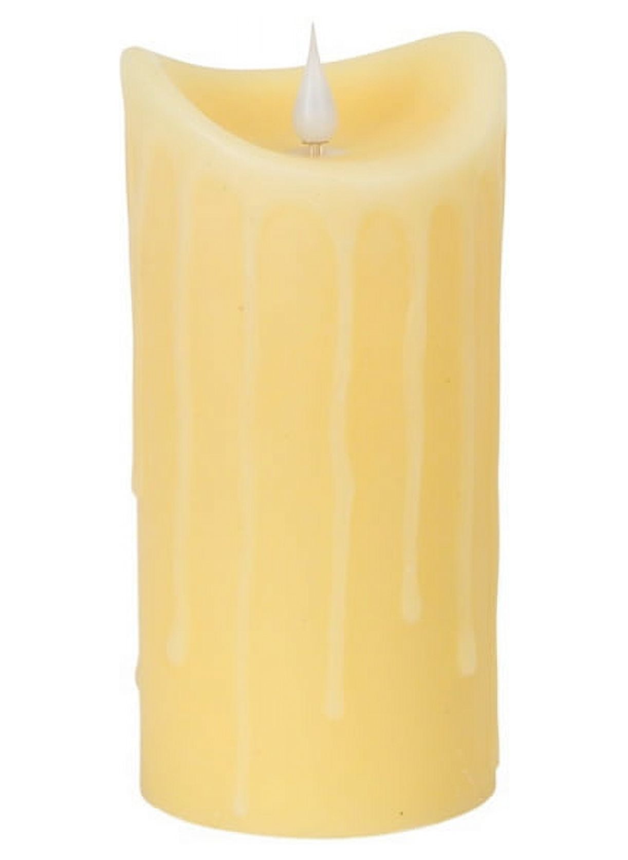 Melrose 7" Prelit LED Simplux Dripping Wax Flameless Pillar Candle with Moving Flame - Ivory