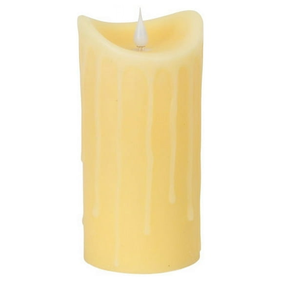 Melrose 7" Prelit LED Simplux Dripping Wax Flameless Pillar Candle with Moving Flame - Ivory
