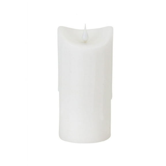 Melrose 7" Prelit LED Simplux Dripping Wax Flameless Pillar Candle with Moving Flame - White