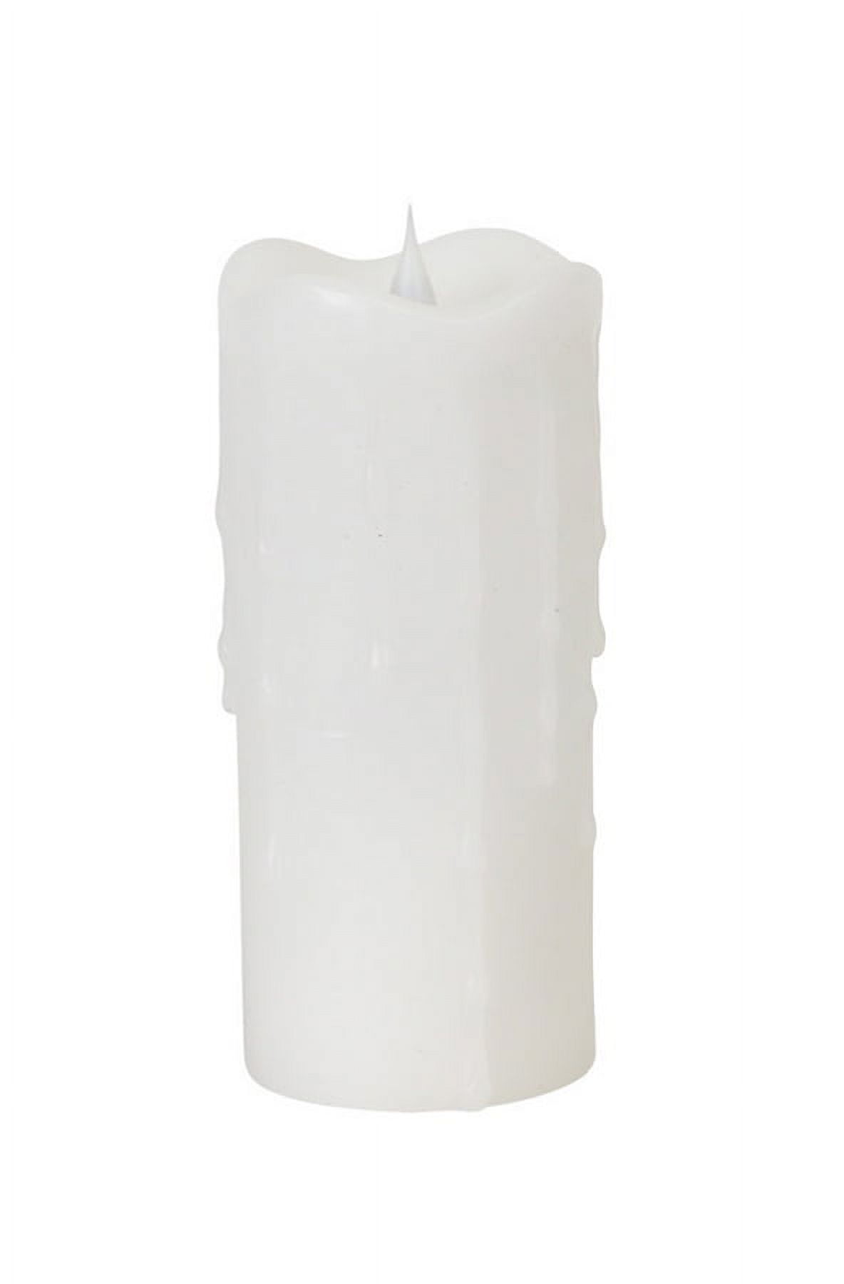 7" Simplux White Flameless LED Lighted Wax Pillar Candle with Moving Flame