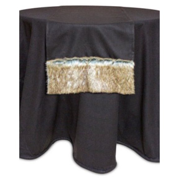 Melrose 70" Brown Country Rustic Christmas Table Runner with Faux Fur Border Trim