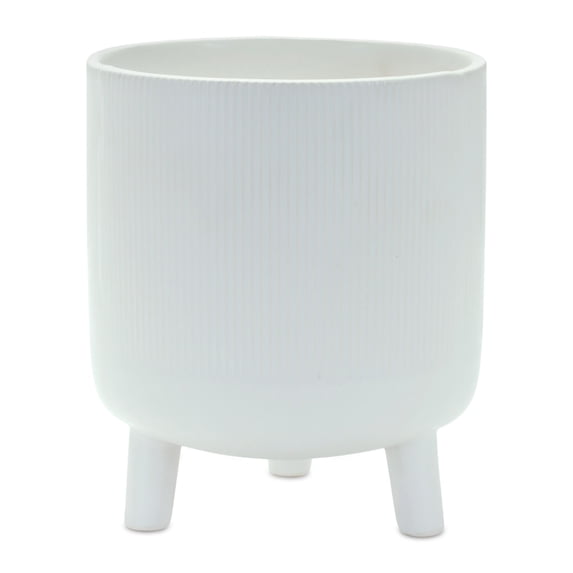 Melrose 7" White Solid Glazed Pot with Legs