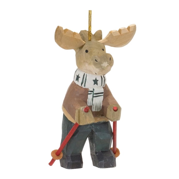 Melrose 86052 Moose on Skis Ornament, 5.5-inch Height, Wood
