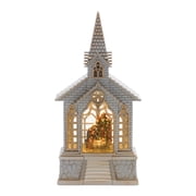 Melrose 86499 Snow Globe Church and Holy Family Figurine, 11.25-inch Height, Plastic