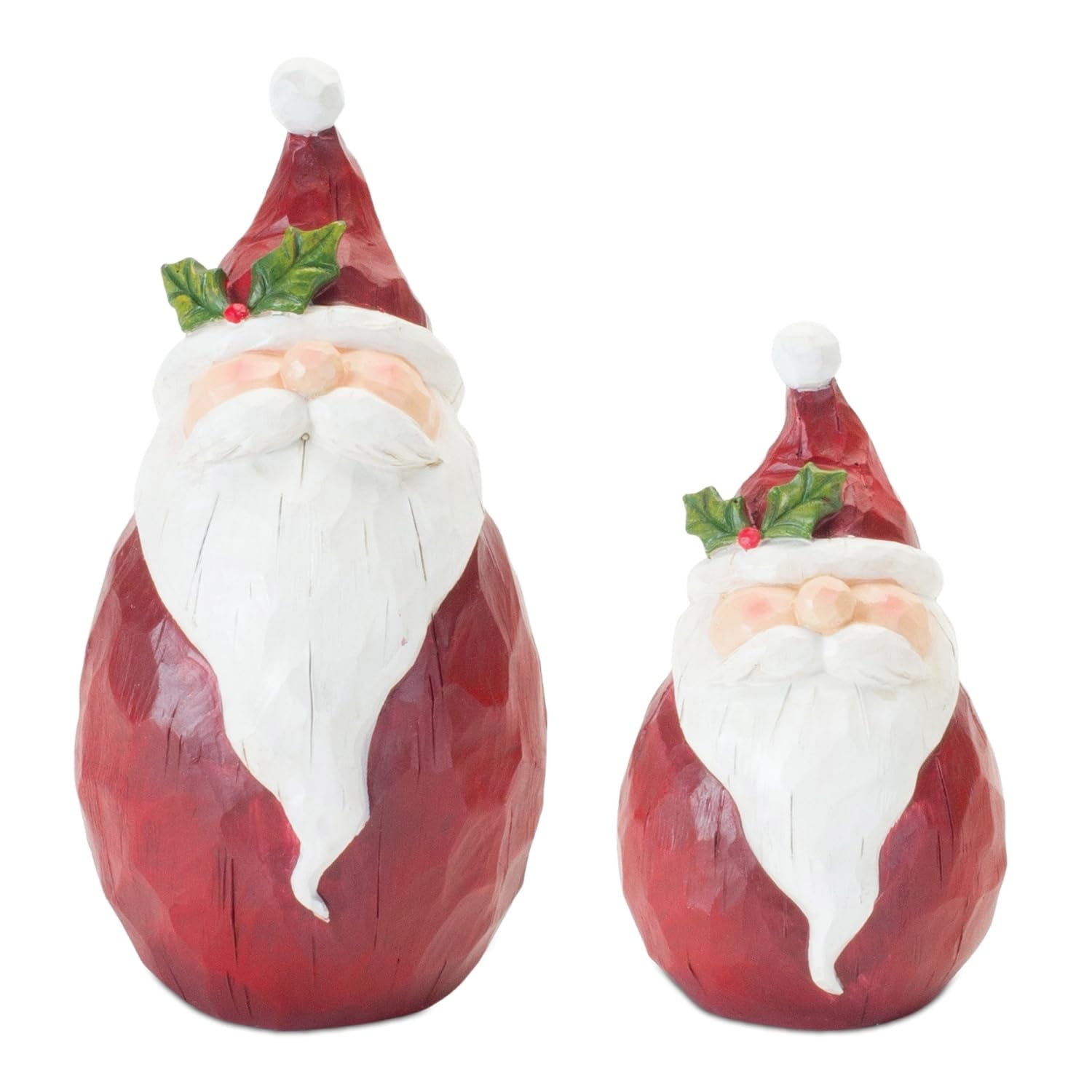 Festive Red and White Resin Santa Figurine Set