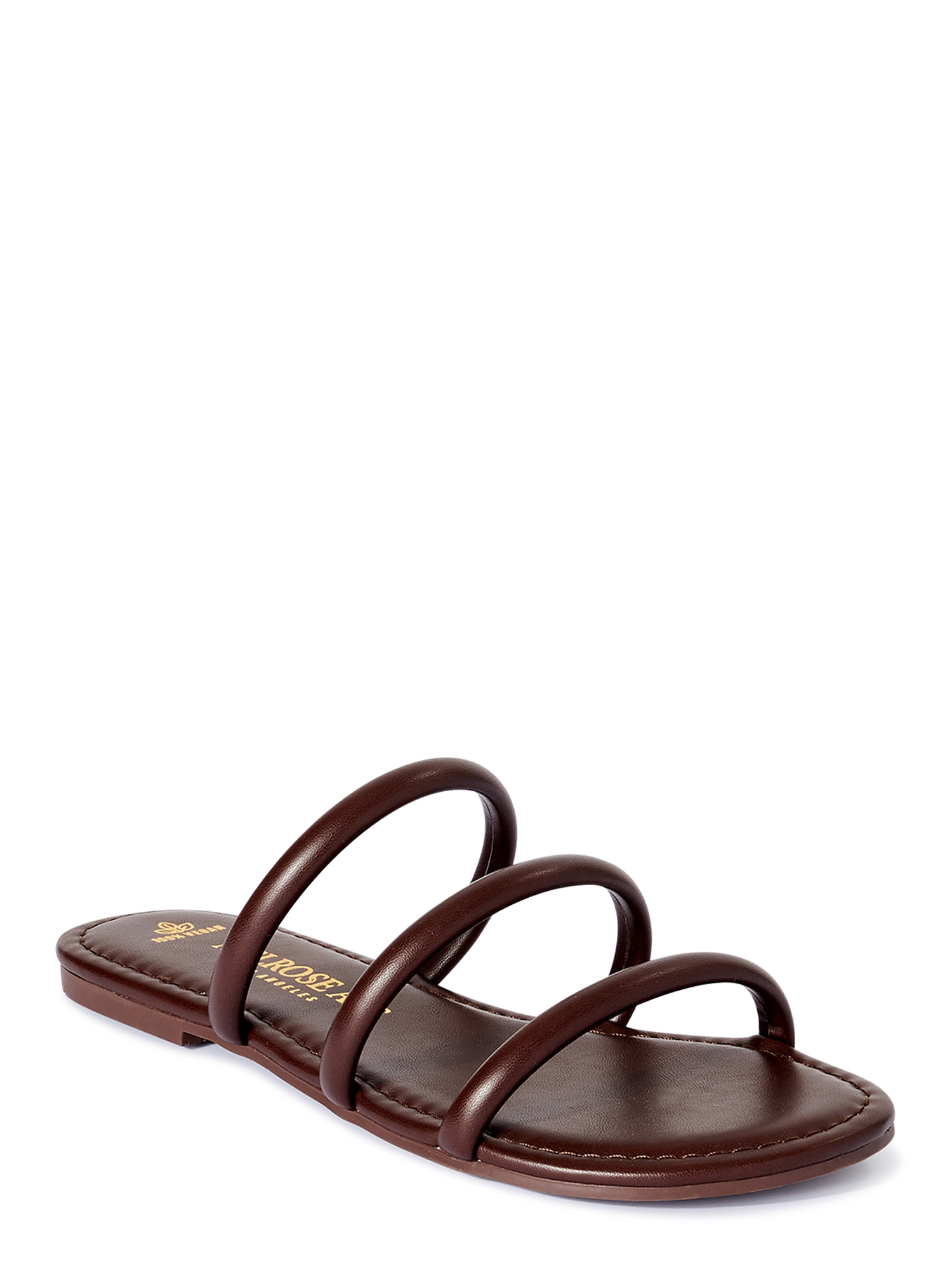Melrose Ave Women's Faux Leather Three Strap Slide Sandals - image 1 of 6