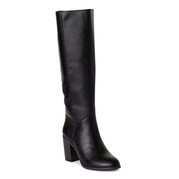 Melrose Ave Women's Vegan Leather Knee High Block Heel Boots - Walmart.com