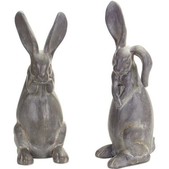 Melrose Cement Rabbit Figurines - 16.25" - Gray - Set of 2