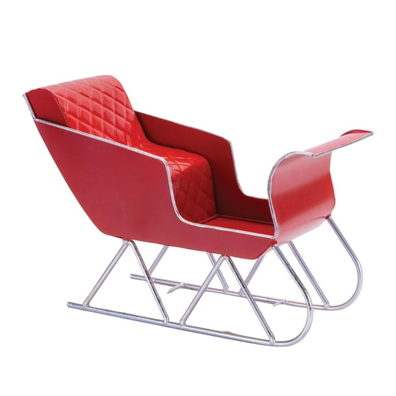 Melrose Christmas Santa Sleigh, 12-inch Length, Metal, Red, Holiday Season Centerpiece
