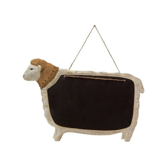 Melrose Country Rustic Cream and Beige Hanging Sheep with Chalkboard 14.5"
