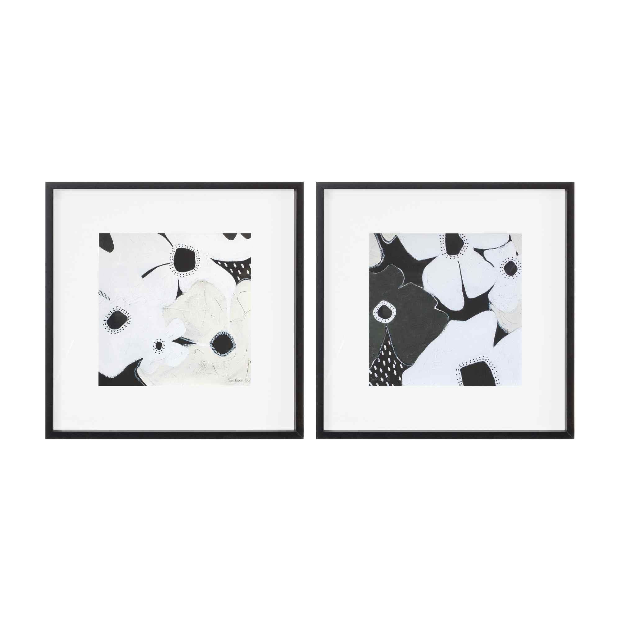 Set of 2 Framed Anemone Floral Prints, 19" x 19"