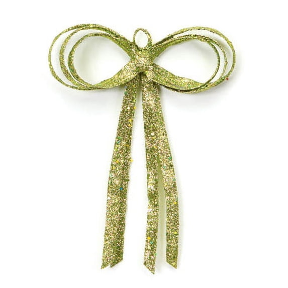 Melrose Glitter Drenched Christmas Bow Decoration - 16" - Gold and Green