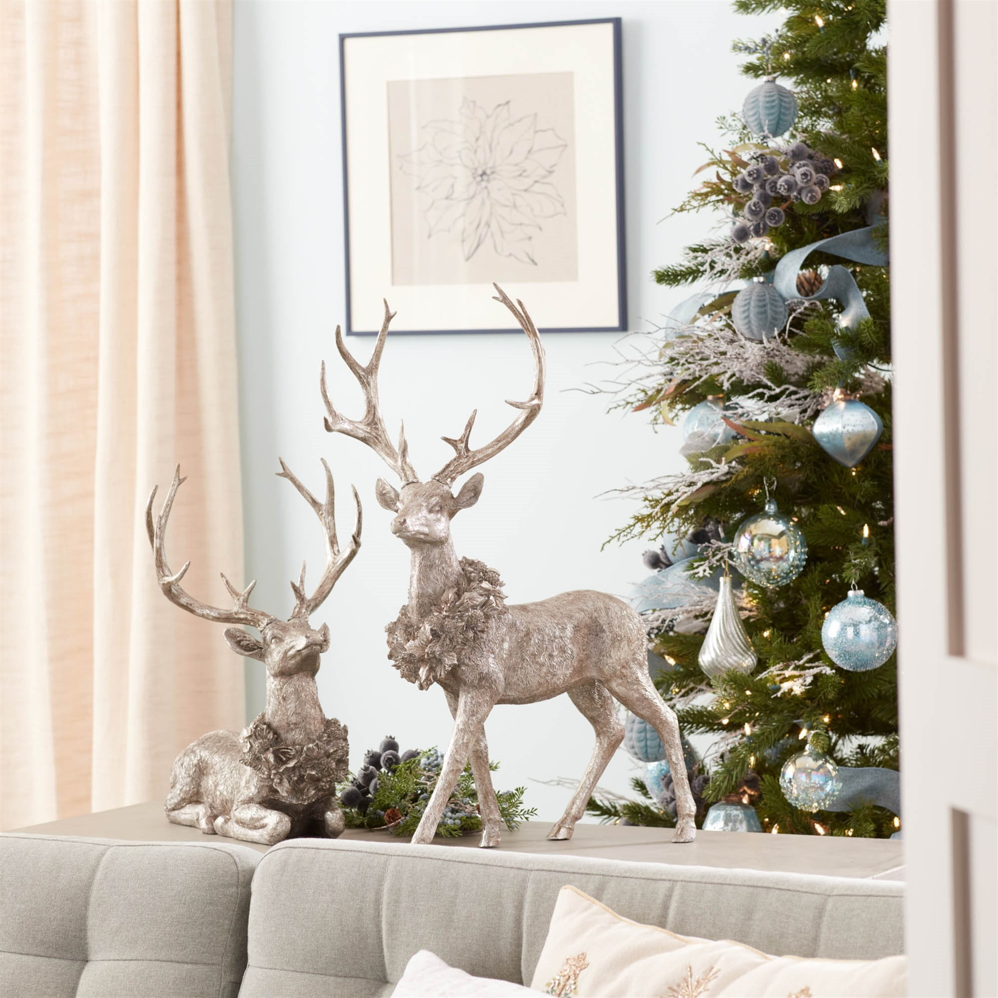 Melrose Holidya Deer Figurine Set of 2