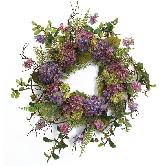 Hydrangea Twig Spring Floral Wreath, 22-Inch