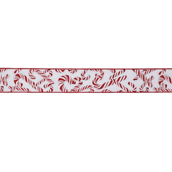 Melrose 95880DS 2.5 in. x 10 yards Wired Polyester, Red & White - Set of 2