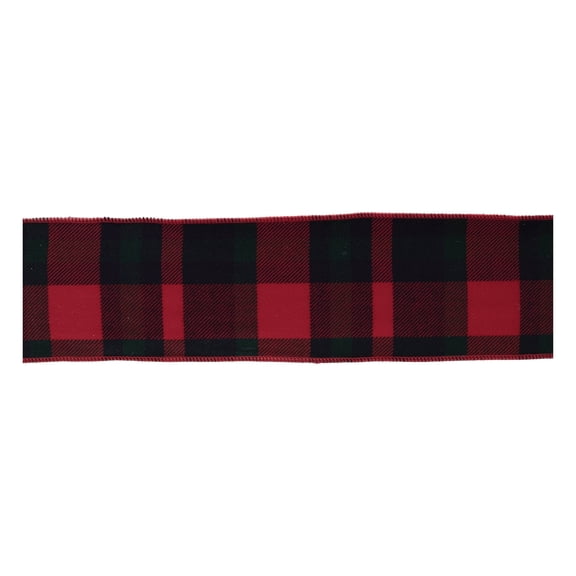 Melrose Red and Black Plaid Wired Ribbon Set of 2