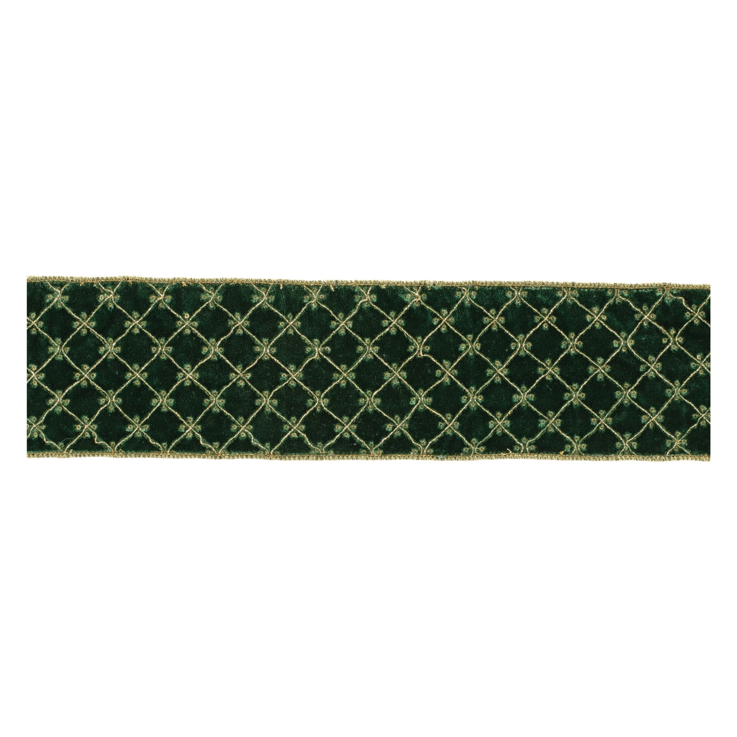 Melrose 95751DS 4 in. x 5 yards Wired Polyester, Green & Gold - Set of 2