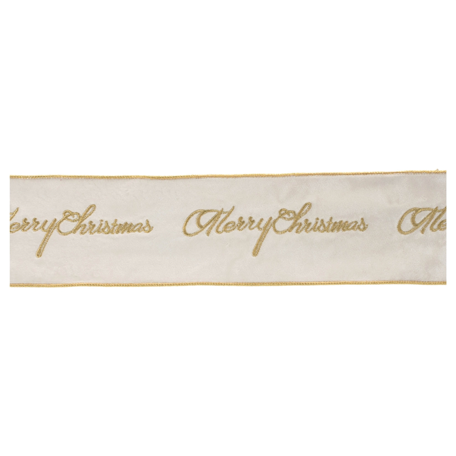 Melrose 95120DS 4 in. x 5 yards Wired Polyester, White & Gold