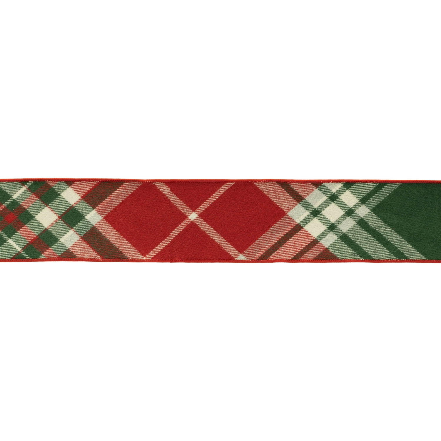 Melrose 95753DS 4 in. x 5 yards Wired Polyester, Red & Green