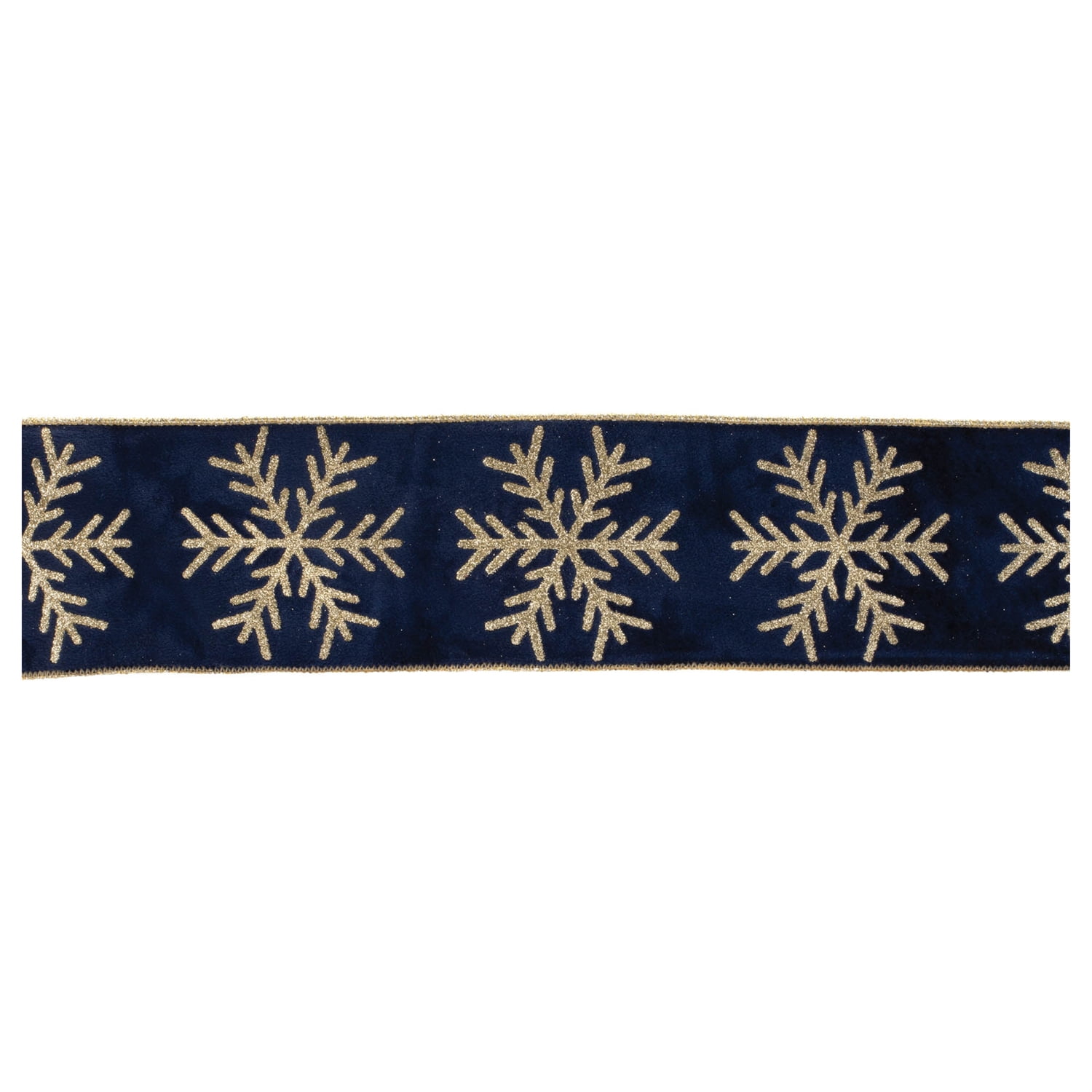 Melrose 95128DS 4 in. x 5 yards Wired Polyester, Blue & Gold