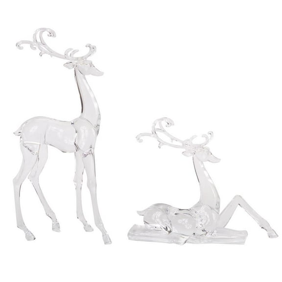 Melrose International 61320DS 10.75 & 17.75 in. Acrylic Deer Figurines, Clear - Set of 2