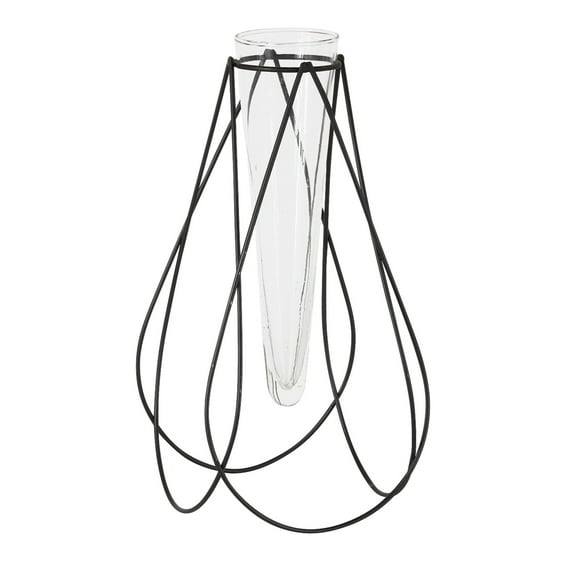 Melrose Iron And Glass Set Of 2 Vase With Black Finish 80142DS