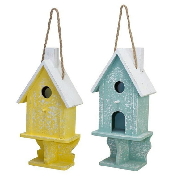 Bird House (Set of 2) 7.5"L x 16.75"H Wood