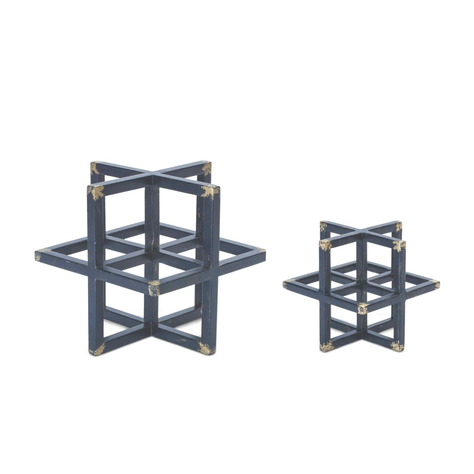 Melrose Black and Gold Metal Star Sculptures, Set of 2
