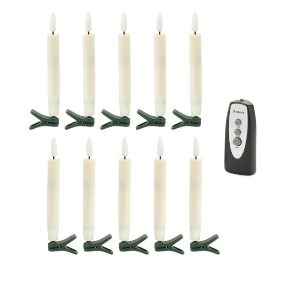 Melrose International Candle Clip w/Remote (Set of 10) IVORY 5.5"H 1 AAA Battery Not Included
