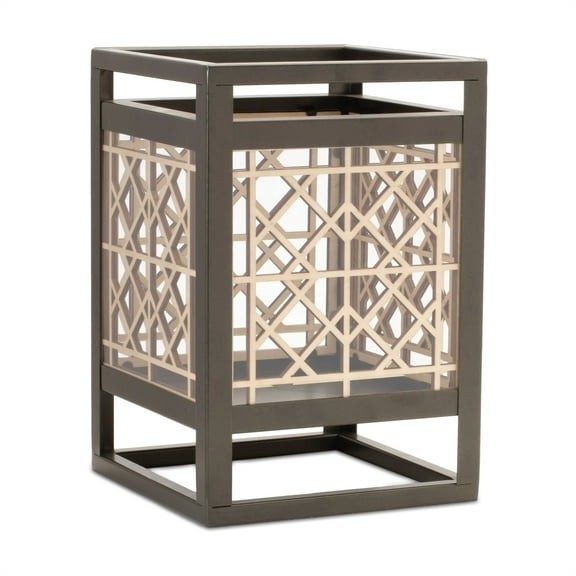 Melrose International Candle Holder 6.5"SQ x 9.75"H Iron/Wood