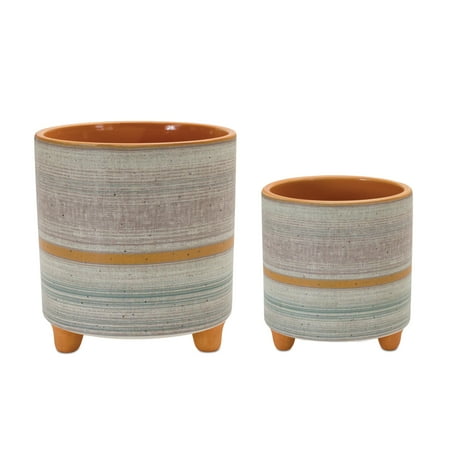 Melrose International Footed Stone Planter (Set of 2)