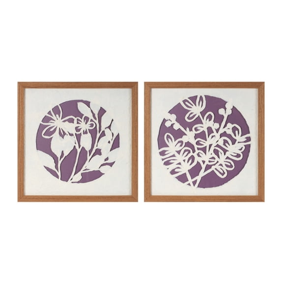 Melrose International Framed Floral Wall D?cor (Set of 2) 14"SQ Paper/MDF/Glass