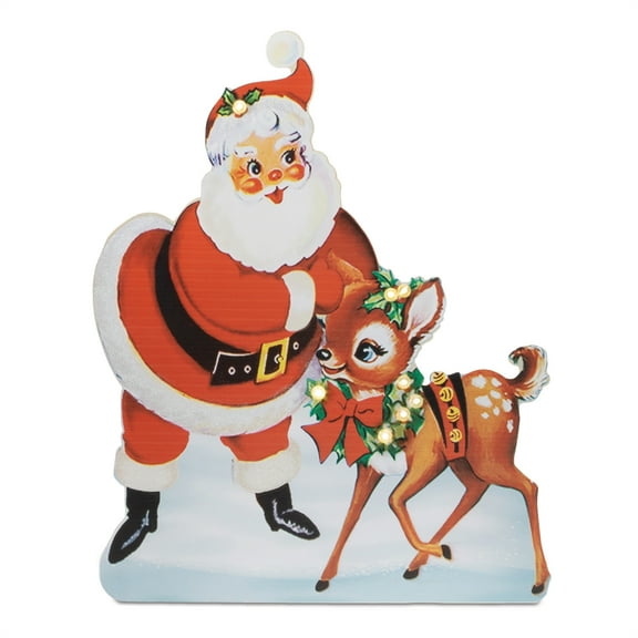 Melrose Nostalgic Santa with Deer LED Display 24"H