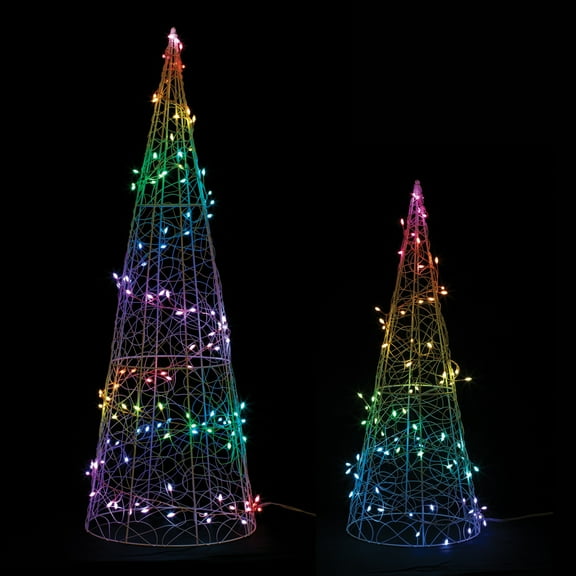 Melrose LED Lighted Christmas Cone Trees - 34.75" - Multicolor - Set of 2