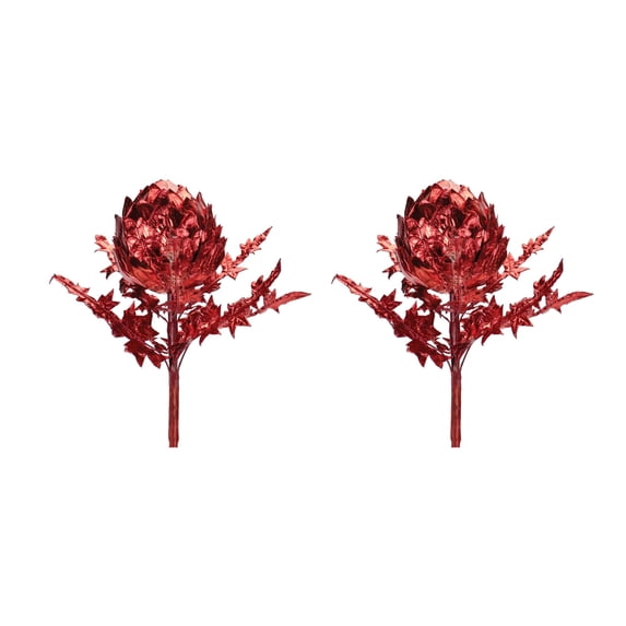 Melrose Set of 2 Red Artichoke Artificial Christmas Stems 18.5"