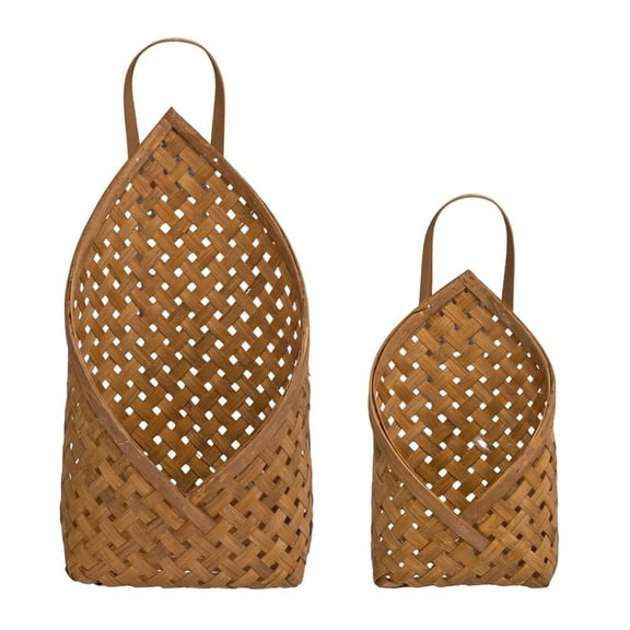 Melrose International LLC Basket Wall Pocket (Set of 2) 7"L x 12.25"H, 9.25"L x 19"H Bamboo