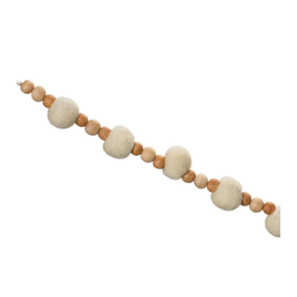 68'' Tan and White Beaded Pine Garland