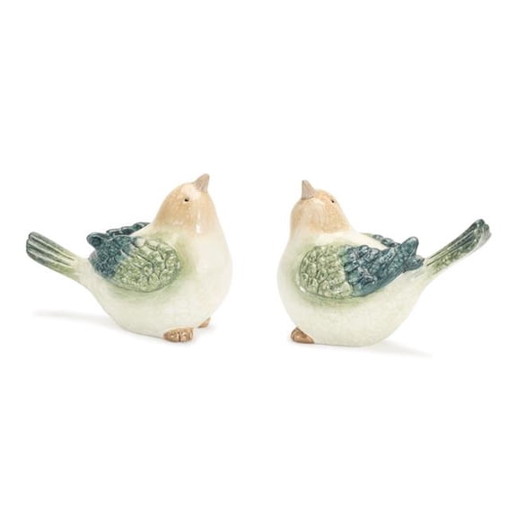 Melrose 92036DS 4.75 & 5 in. Terra Cotta Bird Figurine, Beige & Blue - Green - Set of 4