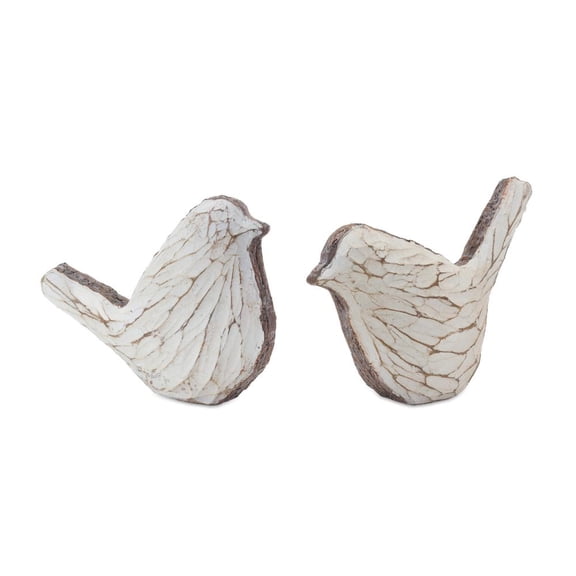 Melrose Washed Bird Figurines - 6" - White - Set of 4