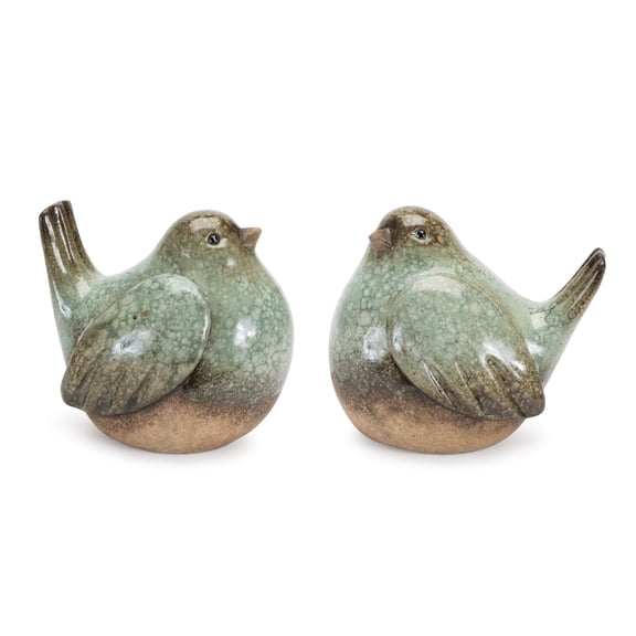 Melrose Sitting Fat Birds with Raised Tail Figurines - 6" - Set of 4