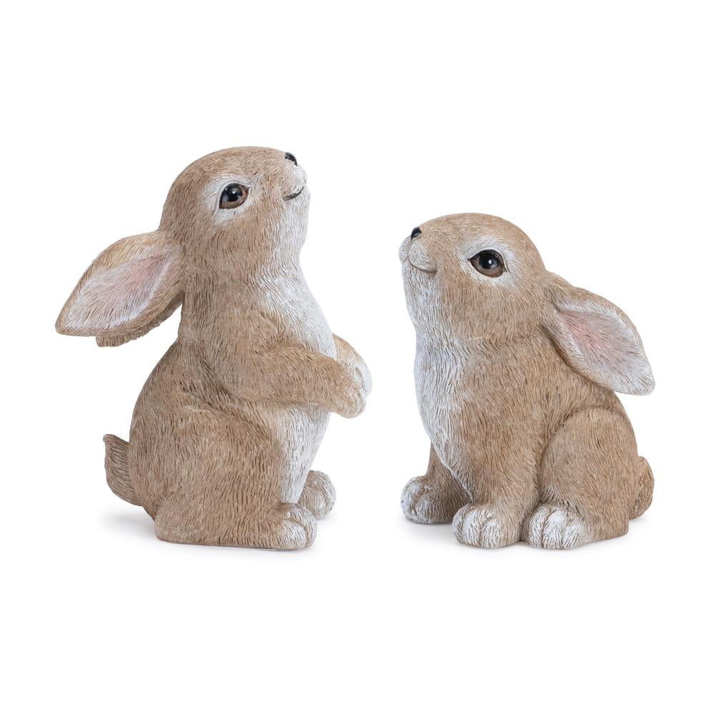 Adorable Beige Resin Bunny Figurines Set for Spring Decor