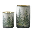 thumbnail image 1 of Melrose Frosted Pine Mercury Glass Candle Holder Set of 2, 1 of 3