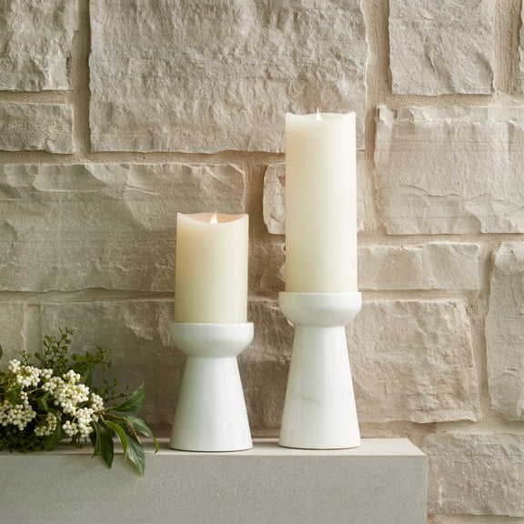 Melrose International LLC Candle Holder (Set of 2) 6"H, 7.5"H Marble