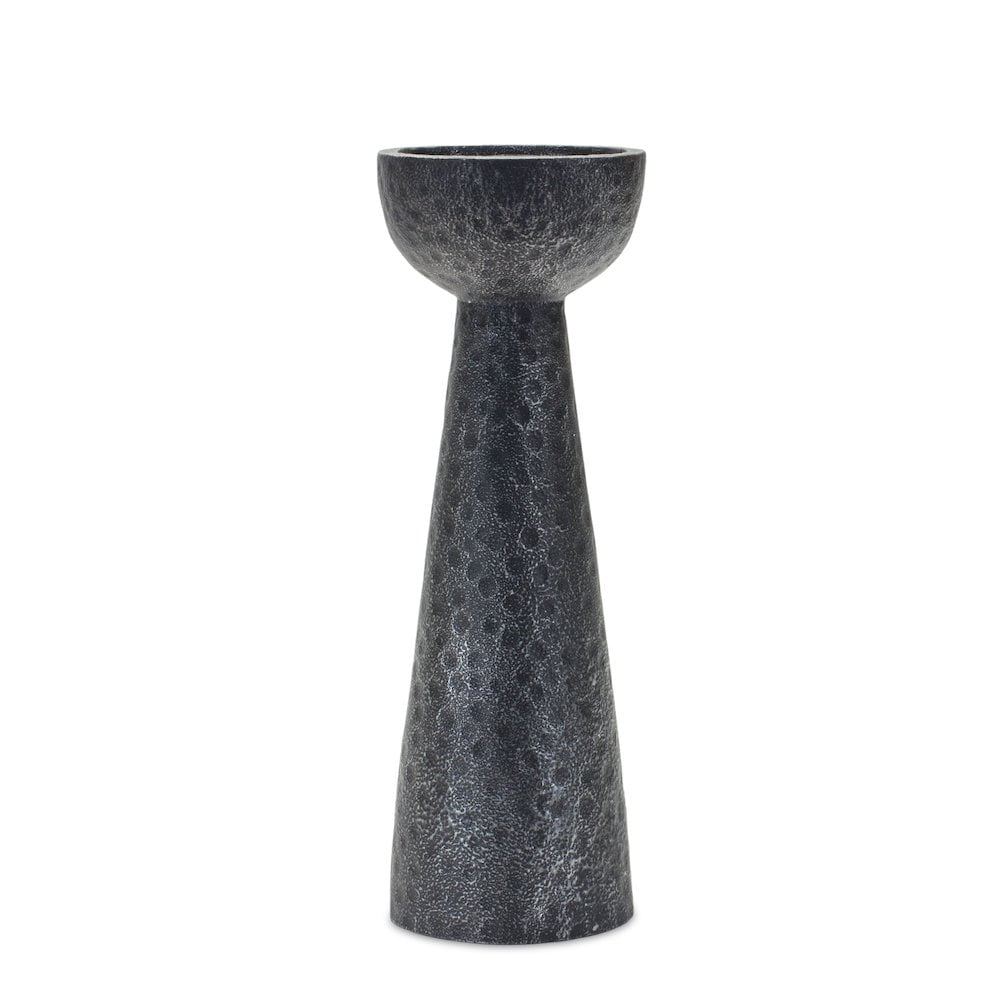 Black Hammered Design Polyresin Candle Holders Set of 3